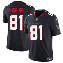 Youth Houston Texans 81 Jayden Higgins Navy 2025 Draft Vapor F U S E  Limited Stitched Jersey