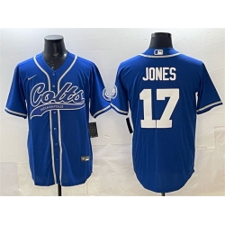 Men Indianapolis Colts 17 Daniel Jones Royal Cool Base Stitched Baseball Jersey