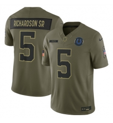 Men Indianapolis Colts 5 Anthony Richardson Olive 2025 Salute to Service Limited Stitched Football Jersey