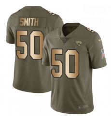 Men Nike Jacksonville Jaguars 50 Telvin Smith Limited OliveGold 2017 Salute to Service NFL Jersey