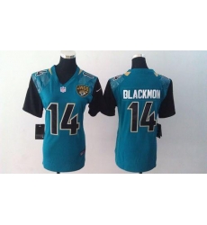 Nike Jaguars #14 Justin Blackmon Teal Green Alternate Women Jersey