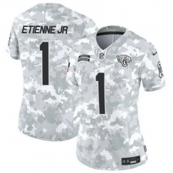 Women Jacksonville Jaguars 1 Travis Etienne Jr  2024 F U S E Arctic Camo Salute To Service Limited Stitched Football Jersey