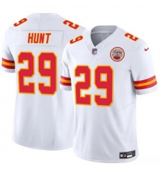 Men  Kansas City Chiefs 29 Kareem Hunt White 2024 F U S E Vapor Untouchable Limited Stitched Football Jersey