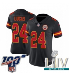 2020 Super Bowl LIV Women Nike Kansas City Chiefs #24 Jordan Lucas Limited Black Rush Vapor Untouchable NFL Jersey