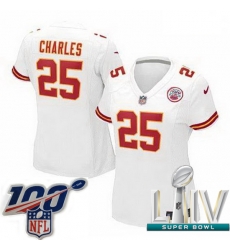 2020 Super Bowl LIV Women Nike Kansas City Chiefs #25 Jamaal Charles White Vapor Untouchable Limited Player NFL Jersey