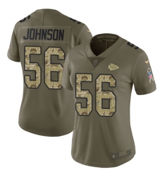 Nike Chiefs #56 Derrick Johnson Olive Camo Womens Stitched NFL Limited 2017 Salute to Service Jersey