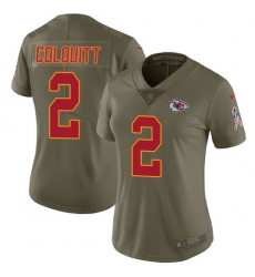 Womens Nike Chiefs #2 Dustin Colquitt Olive  Stitched NFL Limited 2017 Salute to Service Jersey