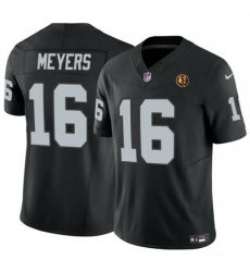 Men Las Vegas Raiders 16 Jakobi Meyers Black 2023 F U S E  With John Madden Patch Vapor Limited Stitched Football Jersey