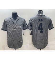 Men Las Vegas Raiders 4 Derek Carr Grey With Patch Cool Base Stitched Baseball Jersey