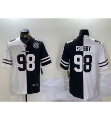 Men Las Vegas Raiders 98 Maxx Crosby Black  26 White Split With 65th Anniversary Patch Vapor Limited Stitched Jersey 2