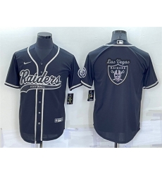 Men Las Vegas Raiders Black Team Big Logo With Patch Cool Base Stitched Baseb