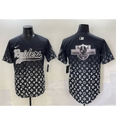 Men Las Vegas Raiders Team Big Logo Black Limited Stitched Baseball Jersey Men Las Vegas Raiders Team Big Logo Black Limited Stitched Baseball Jersey