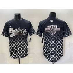 Men Las Vegas Raiders Team Big Logo Black Limited Stitched Baseball Jersey