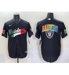 Men Las Vegas Raiders Team Big Logo Black Mexico Cool Base Stitched Baseball Jersey 1