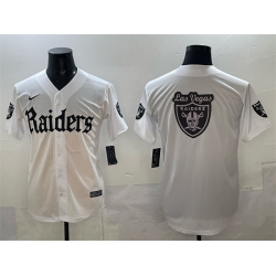 Men Las Vegas Raiders Team Big Logo White Gothic Sin City Shadows Edition Vapor Limited Stitched Baseball Jersey 1