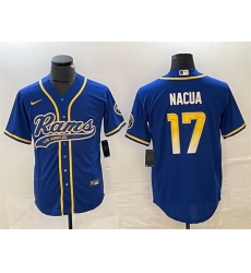 Men Los Angeles Rams 17 Baker Mayfield Royal Cool Base Stitched Baseball Jersey