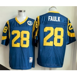 Men Los Angeles Rams 28 Marshall Faulk Royal Throwback Stitched Football Jersey