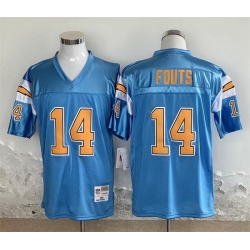 Men Los Angeles Chargers 14 Dan Fouts Blue Throwback Stitched Jersey