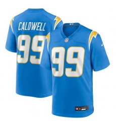 Men Los Angeles Chargers 99 Jamaree Caldwell Blue 2025 Stitched Game Jersey