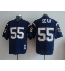 Men Los Angeles Chargers Junior Seau #55 Mitchell Ness Throwback Jersey