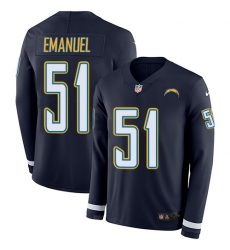 Nike Chargers #51 Kyle Emanuel Navy Blue Team Color Men Stitched NFL Limited Therma Long Sleeve Jersey