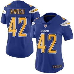 Nike Chargers #42 Uchenna Nwosu Electric Blue Womens Stitched NFL Limited Rush Jersey