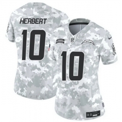 Women Los Angeles Chargers 10 Justin Herbert 2024 F U S E Arctic Camo Salute To Service Limited Stitched Football Jersey