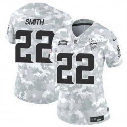 Women Minnesota Vikings 22 Harrison Smith 2024 F U S E Arctic Camo Salute To Service Limited Stitched Jersey