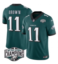 Men Philadelphia Eagles 11 A J  Brown Green 2024 New NFC East Champions F U S E  Vapor Untouchable Limited Stitched Football Jersey