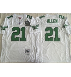 Men Philadelphia Eagles 21 Eric Allen White Throwback Stitched Football Jersey
