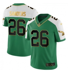 Men Philadelphia Eagles 26 Saquon Barkley Kelly Green Alternate Gold Stitched Football Jersey Men Philadelphia Eagles 26 Saquon Barkley Kelly Green Alternate Gold Stitched Football Jersey