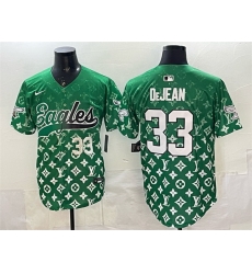 Men Philadelphia Eagles 33 Cooper DeJean Green With Patch Limited Stitched Baseball Jersey