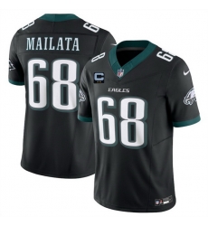 Men Philadelphia Eagles 68 Jordan Mailata Black 2025 F U S E  With 2 Star C Patch Vapor Untouchable Limited Throwback Stitched Football Jersey