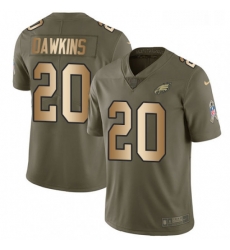 Mens Nike Philadelphia Eagles 20 Brian Dawkins Limited OliveGold 2017 Salute to Service NFL Jersey