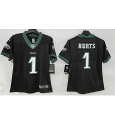 Women Philadelphia Eagles 1 Jalen Hurts Black New Vapor Untouchable Limited Stitched Football Jersey