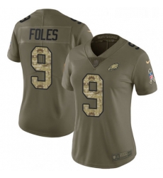 Womens Nike Philadelphia Eagles 9 Nick Foles Limited OliveCamo 2017 Salute to Service NFL Jersey