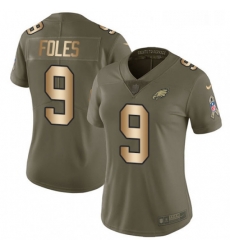 Womens Nike Philadelphia Eagles 9 Nick Foles Limited OliveGold 2017 Salute to Service NFL Jersey