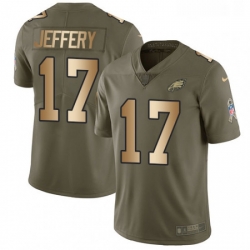 Youth Nike Philadelphia Eagles 17 Alshon Jeffery Limited OliveGold 2017 Salute to Service NFL Jersey