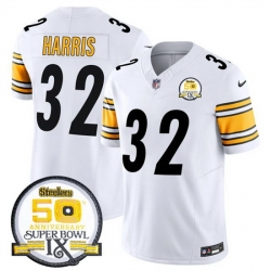 Men Pittsburgh Steelers 32 Franco Harris White 2024 F U S E 50th Anniversary Of Super Bowl IX Alternate Vapor Untouchable Limited Stitched Jersey