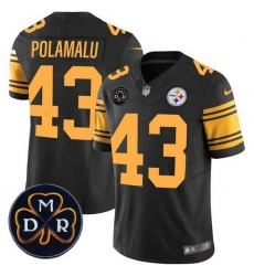 Men Pittsburgh Steelers 43 Troy Polamalu Black F U S E  DMR Patch Vapor Limited Stitched Jersey