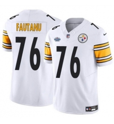 Men Pittsburgh Steelers 76 Troy Fautanu White 2024 With Dradt Patch F U S E  Vapor Untouchable Limited Stitched Jersey