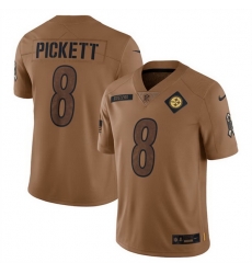 Men Pittsburgh Steelers 8 Kenny Pickett 2023 Brown Salute To Service Limited Jersey