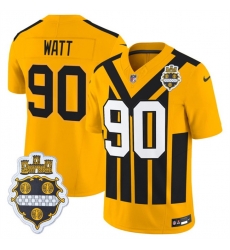 Men Pittsburgh Steelers 90 T J Watt Gold 1933 F U S E Throwback Alternate Football Stitched Football Jersey Men Pittsburgh Steelers 90 T J Watt Gold 1933 F U S E Throwback Alternate Football Stitched Football Jersey