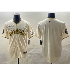Men Pittsburgh Steelers Blank Cream 412 Patch Vapor Premier Limited Stitched Baseball Jersey Men Pittsburgh Steelers Blank Cream 412 Patch Vapor Premier Limited Stitched Baseball Jersey