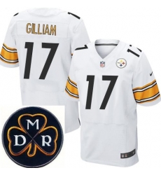 Men's Nike Pittsburgh Steelers #17 Joe Gilliam White Stitched NFL Elite MDR Dan Rooney Patch Jersey