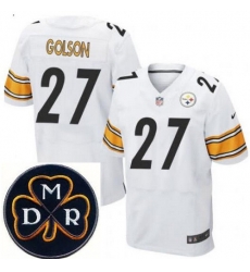 Men's Nike Pittsburgh Steelers #27 Senquez Golson Elite White NFL MDR Dan Rooney Patch Jersey