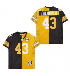 Men's Pittsburgh Steelers Troy Polamalu #43 Gold Black Split Stitched NFL Football Jersey