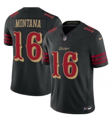 Men San Francisco 49ers 16 Joe Montana Black 2025 F U S E Rivalries Vapor Limited Stitched Football Jersey