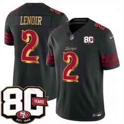 Men San Francisco 49ers  2 Deommodore Lenoir Black 80th Anniversary Patch  Rivalries  2026 F U S E  Vapor Untouchabl Limited Stitched Football Jersey