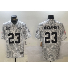 Men San Francisco 49ers 23 Christian McCaffrey 2024 F U S E Arctic Camo Salute To Service Limited Stitched Football Jersey